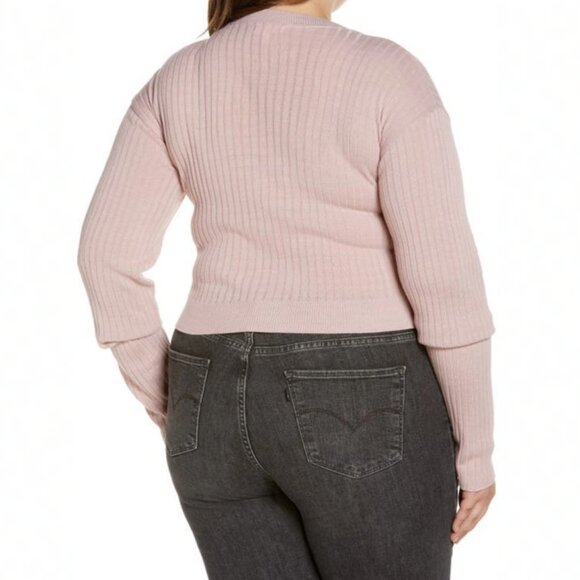 NEW Nordstrom Reagan V-Neck Ribbed Sweater Pink‎ Smoke Size 1X BP Knit Top Blush - Picture 4 of 13
